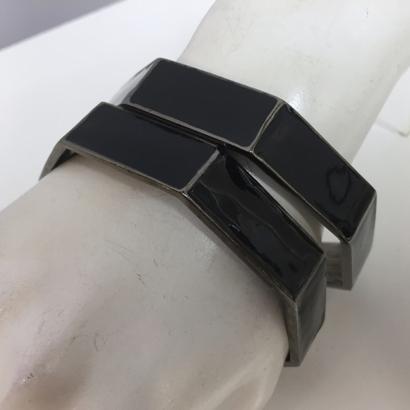 Paige Novick Set 2 Bangle Bracelets Black Enamel‎ - Picture 1 of 6